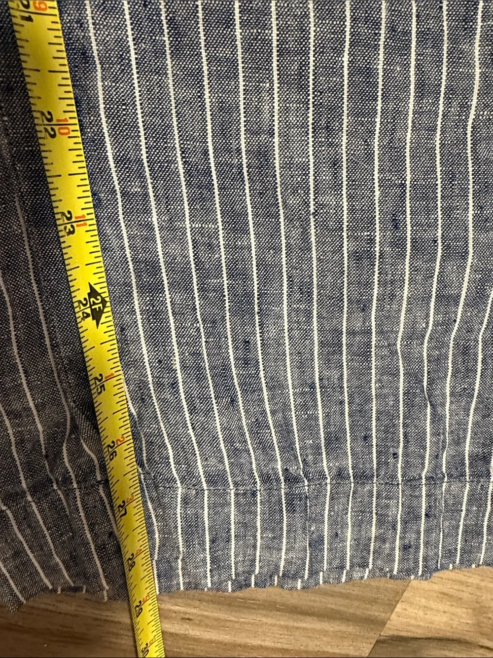 Quince European Linen Wide Leg Drawstring Pants Chambray Stripe Women XL Coastal